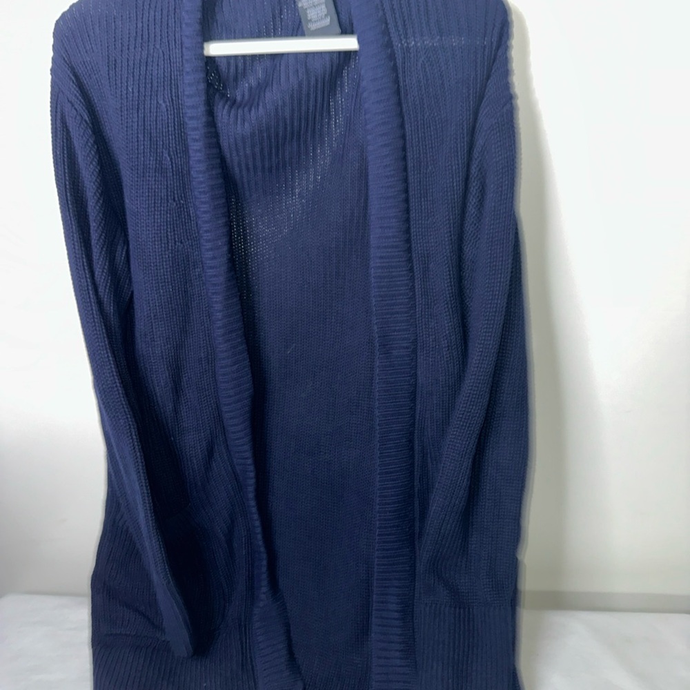 Max and Mia Women’s Open-Front Navy Ribbed Cardigan Sweater